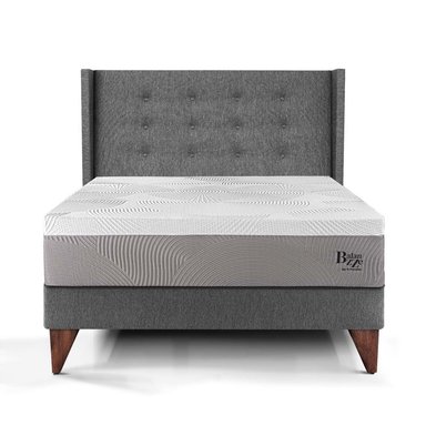 DORMITORIO EUROPEO PARAÍSO ROYAL BALANZZE 1.5 PLAZAS + CABECERA GOLD GRIS + 1 ALMOHADA VISCOELÁSTICA - 3