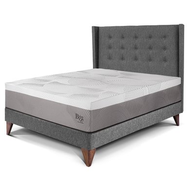 DORMITORIO EUROPEO PARAÍSO ROYAL BALANZZE 2 PLAZAS + CABECERA GOLD GRIS + 2 ALMOHADAS VISCOELÁSTICAS - 1