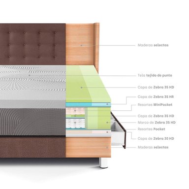 DORMITORIO CON CAJONES PARAÍSO ROYAL BALANZZE 1.5 PLAZAS + CABECERA GOLD CHOCOLATE + 1 ALMOHADA VISCOELÁSTICA - 4