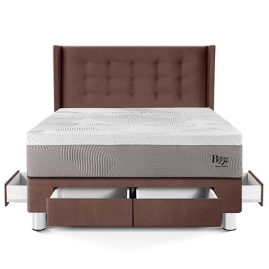 DORMITORIO CON CAJONES PARAÍSO ROYAL BALANZZE 2 PLAZAS + CABECERA GOLD CHOCOLATE + 2 ALMOHADAS VISCOELÁSTICAS - 3
