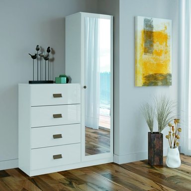 CÓMODA RIPLEY HOME BLANCO 4 CAJONES + ESPEJO CLOSET - 1