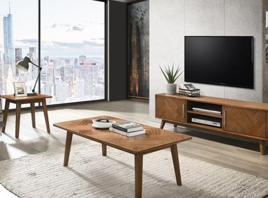 MESA DE CENTRO RIPLEY HOME CHEVRON MARRÓN CLARO 120X60 CM - 1