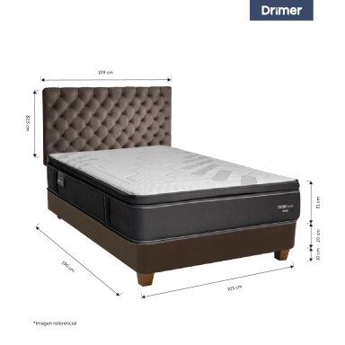 DORMITORIO AMERICANO DRIMER CROMOPEDIC 1.5 PLAZAS MARRÓN - 3