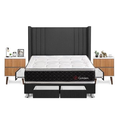 DORMITORIO FORLI GOLDEN QUEEN + VELADORES - 1