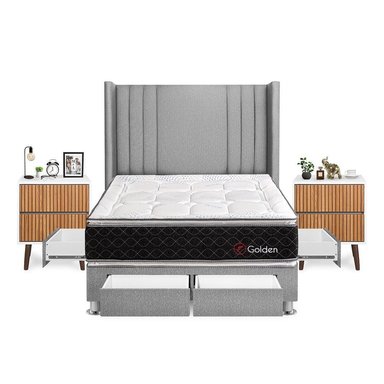 DORMITORIO FORLI GOLDEN 2 PLAZAS + VELADORES - 1