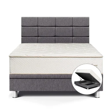 DORMITORIO BOXET PARAÍSO ROYAL CROWN BLOCKS 2 PLAZAS GRIS + 2 ALMOHADAS VISCOELÁSTICAS - 1