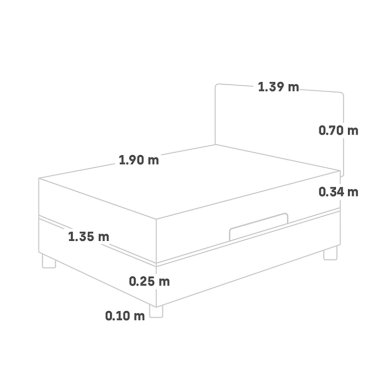 DORMITORIO BOXET PARAÍSO ROYAL CLOUD BLOCKS 2 PLAZAS GRIS + 2 ALMOHADAS VISCOELÁSTICAS - 8