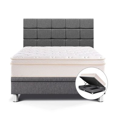 DORMITORIO BOXET PARAÍSO ROYAL CLOUD BLOCKS QUEEN GRIS + 2 ALMOHADAS VISCOELÁSTICAS - 1