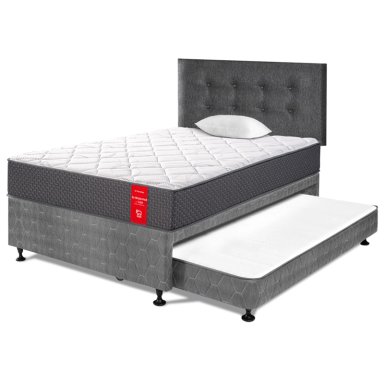DORMITORIO DIVÁN PARAÍSO SU MAJESTAD DE LUJO 1.5 PLAZAS GRIS - 1