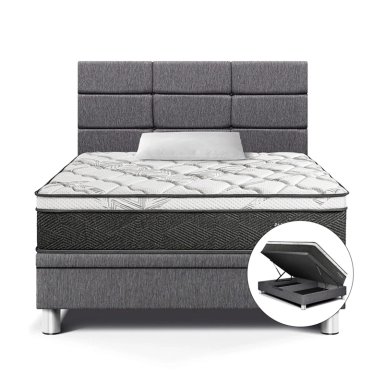 DORMITORIO BOXET PARAISO POCKET STAR BLOCKS 1.5 PLAZAS GRIS - 1