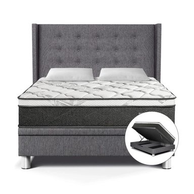 DORMITORIO BOXET PARAÍSO POCKET STAR GOLD 2 PLAZAS GRIS - 1