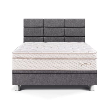 DORMITORIO BOXET PARAÍSO ROYAL DYNASTY BLOCKS 1.5 PLAZAS GRIS + 1 ALMOHADA VISCOELÁSTICA - 1