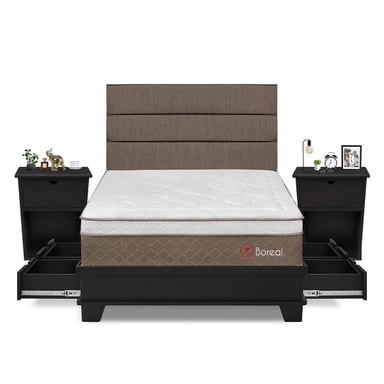 JUEGO DE DORMITORIO CON CAJONES + VELADORES FORLI BOREAL 2 PLAZAS - 1