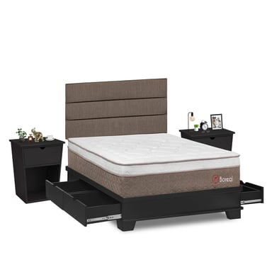 JUEGO DE DORMITORIO CON CAJONES + VELADORES FORLI BOREAL 2 PLAZAS - 2