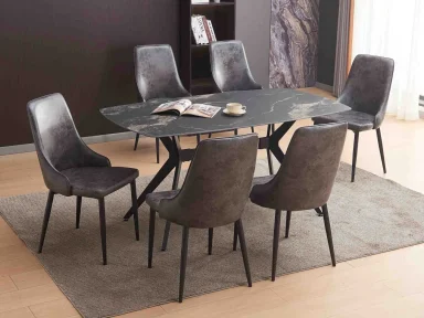JUEGO DE COMEDOR RIPLEY HOME ANN 6 SILLAS NEGRO - 1