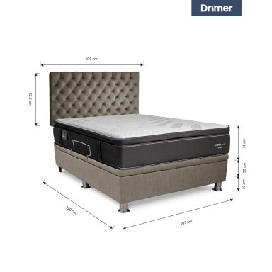 DORMITORIO BOXET DRIMER CROMOPEDIC 1.5 PLAZAS GRIS - 4