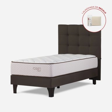 DORMITORIO EUROPEO ROSEN REST 1.5 PLAZAS ISSEY MOCCA + 1 ALMOHADA ESENCIAL - 1