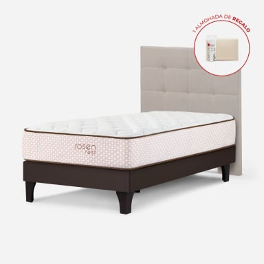 DORMITORIO EUROPEO ROSEN REST 1.5 PLAZAS ISSEY NIEBLA + 1 ALMOHADA ESENCIAL - 1