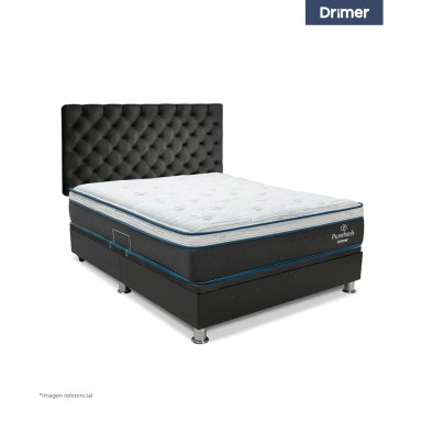 DORMITORIO BOXET DRIMER PUREFRESH LAQEUADA 1.5 PLAZAS CAPITONE GRIS OSCURO - 1