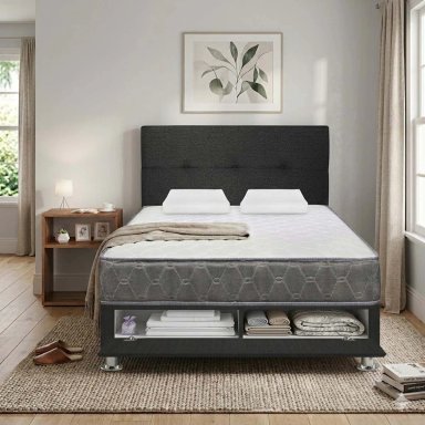 DORMITORIO SABANERA FORLI ACQUA 2 PLAZAS + VELADOR TURIN CARAMELO - 2