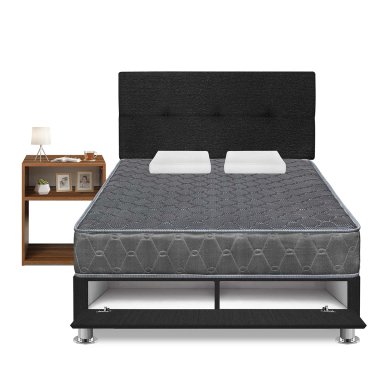 DORMITORIO SABANERA FORLI ACQUA 2 PLAZAS GRIS + VELADOR TURIN CARAMELO - 1
