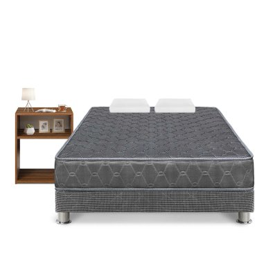 CAMA FORLI ACQUA 2 PLAZAS GRIS +VELADOR TURIN CARAMELO - 1