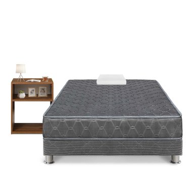 CAMA FORLI ACQUA 1.5 PLAZAS GRIS + VELADOR TURIN CARAMELO - 1
