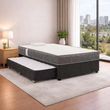 JUEGO DE DORMITORIO DIVAN FORLI ACQUA 1.5 PLAZAS GRIS - 8