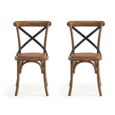 SET X2 SILLAS DE COMEDOR RIPLEY HOME IRONBRIDGE CARAMELO - 1