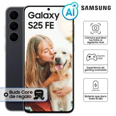 CELULAR SAMSUNG GALAXY S25 FE 128GB RAM + AUDÍFONOS BUDS CORE NEGRO - 1