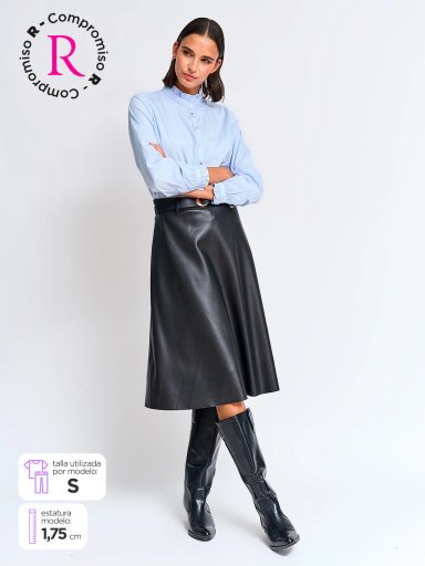 FALDA LARGA MUJER CACHAREL CUERO - 1