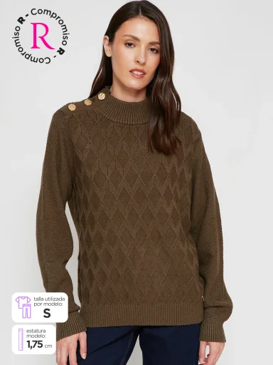SWEATER MANGA LARGA MUJER CACHAREL TRENZA - 1