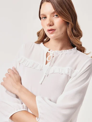 BLUSA MANGA LARGA MUJER AZIZ CLÁSICO - 4