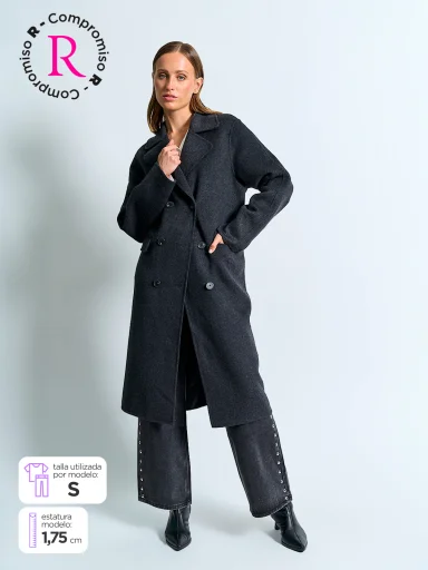 ABRIGO LANA MUJER MARQUIS LARGO CHECK - 1