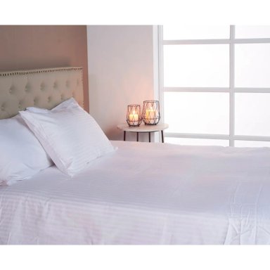 CUBREPLUMON 300 HILOS JACQUARD STRIPES 2 PLAZAS 100% ALGODÓN BLANCO - 1