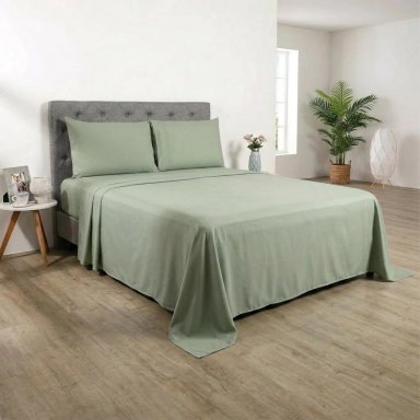SET SÁBANAS QUEEN 100%ALGODÓN 144H LISA VERDE - 1