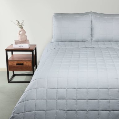 CUBRECAMA LISO QUEEN MICROFIBRA WASHED GRIS - 1