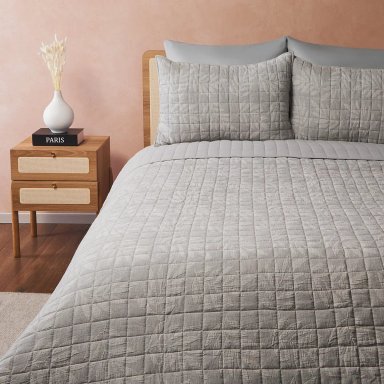 CUBRECAMA MAISON LINETT HOJAS GRIS KING - 1