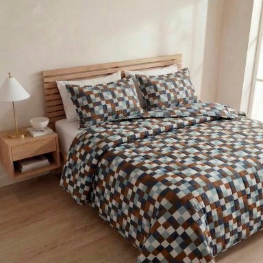 EDREDÓN RIPLEY HOME PERCALE QUEEN CUADROS - 1