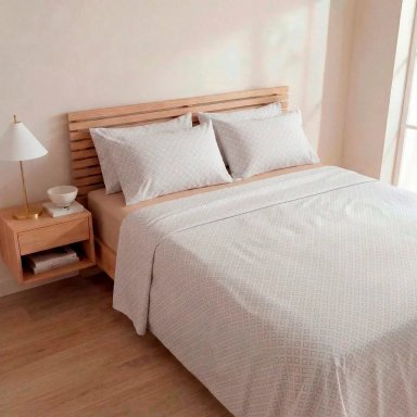 SET SÁBANAS RIPLEY HOME 2 PLAZAS 100% ALGODÓN 180 HILOS ROMBOS PALO ROSA - 1