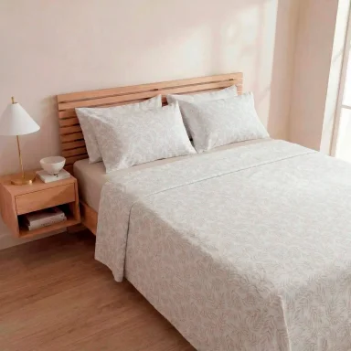 SET SÁBANAS RIPLEY HOME 2 PLAZAS 100% ALGODÓN 180 HILOS RAMA OLIVO - 1