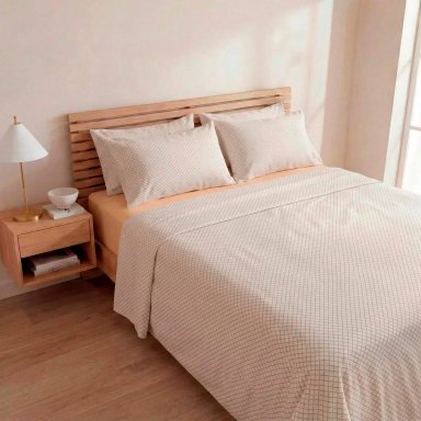 SET SÁBANAS RIPLEY HOME 1.5 PLAZAS 100% ALGODÓN 180 HILOS ROMBOS CRUZ - 1