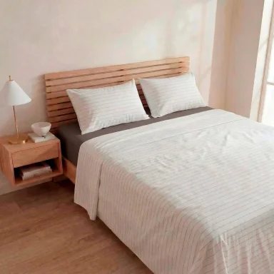SET SÁBANAS RIPLEY HOME 2 PLAZAS 100% ALGODÓN 180 HILOS PESPUNTE BLACK - 1