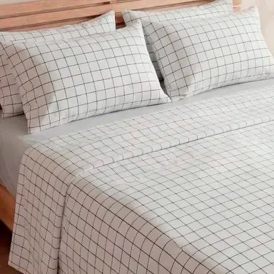SET SÁBANAS RIPLEY HOME 2 PLAZAS 100% ALGODÓN 180 HILOS CUADROS BLACK - 2