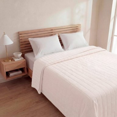 CUBRECAMA RIPLEY HOME WAFFLE 2 PLAZAS IVORY - 1