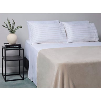 FRAZADA RIPLEY HOME FLANNEL CSHERPA KING IVORY - 1