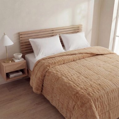 EDREDÓN RIPLEY HOME RABBIT SHERPA 1.5PL TAUPE - 1