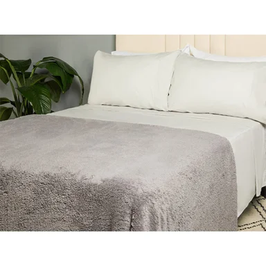 FRAZADA RIPLEY HOME SHERPA PELUDA 1.5PL GRIS - 1