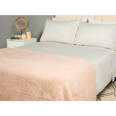 FRAZADA RIPLEY HOME SHERPA PELUDA QUEEN IVORY - 1