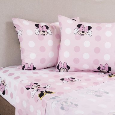 SET DE SÁBANAS 2 PLAZAS MICROFIBRA MINNIE ROSA - 1